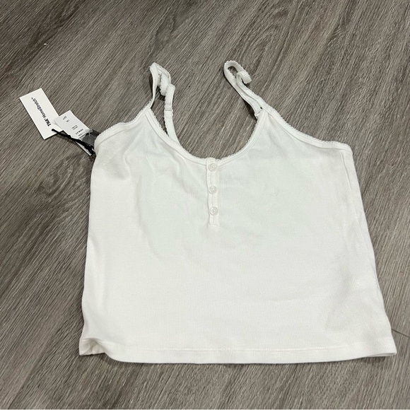 TNA homestretch Henley cami White Buttoned Crop Camisole - Picture 1 of 3
